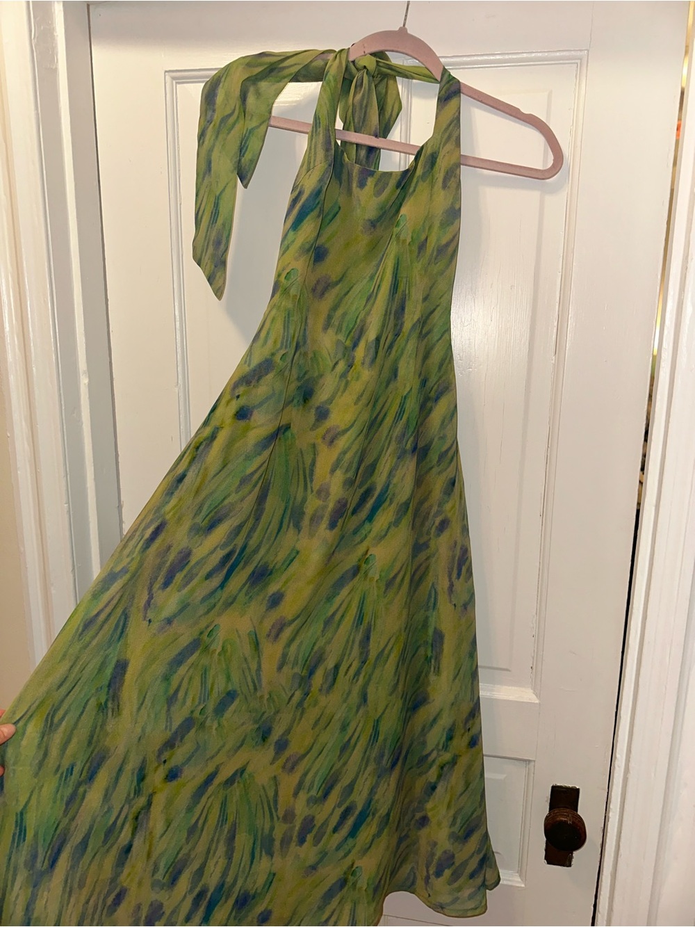 Lulu's Green and Blue Backless Halter Maxi Dress - brand new, never worn